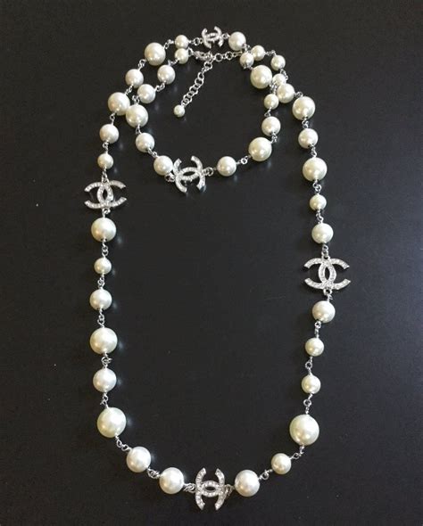 silver double c chanel necklace|Chanel double layer necklace.